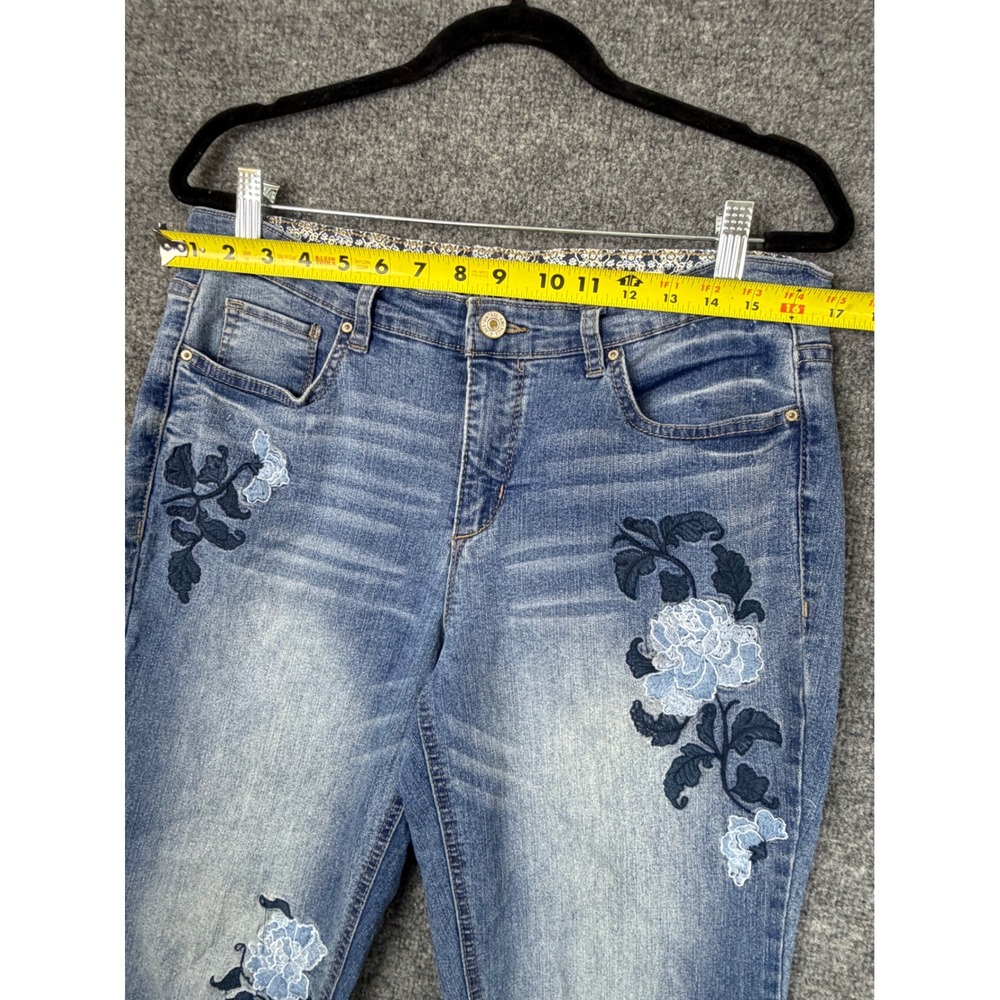 Vintage America Blues Bestie Jeans Embroidered Floral Straight Leg Denim 10 30 - Picture 8 of 12